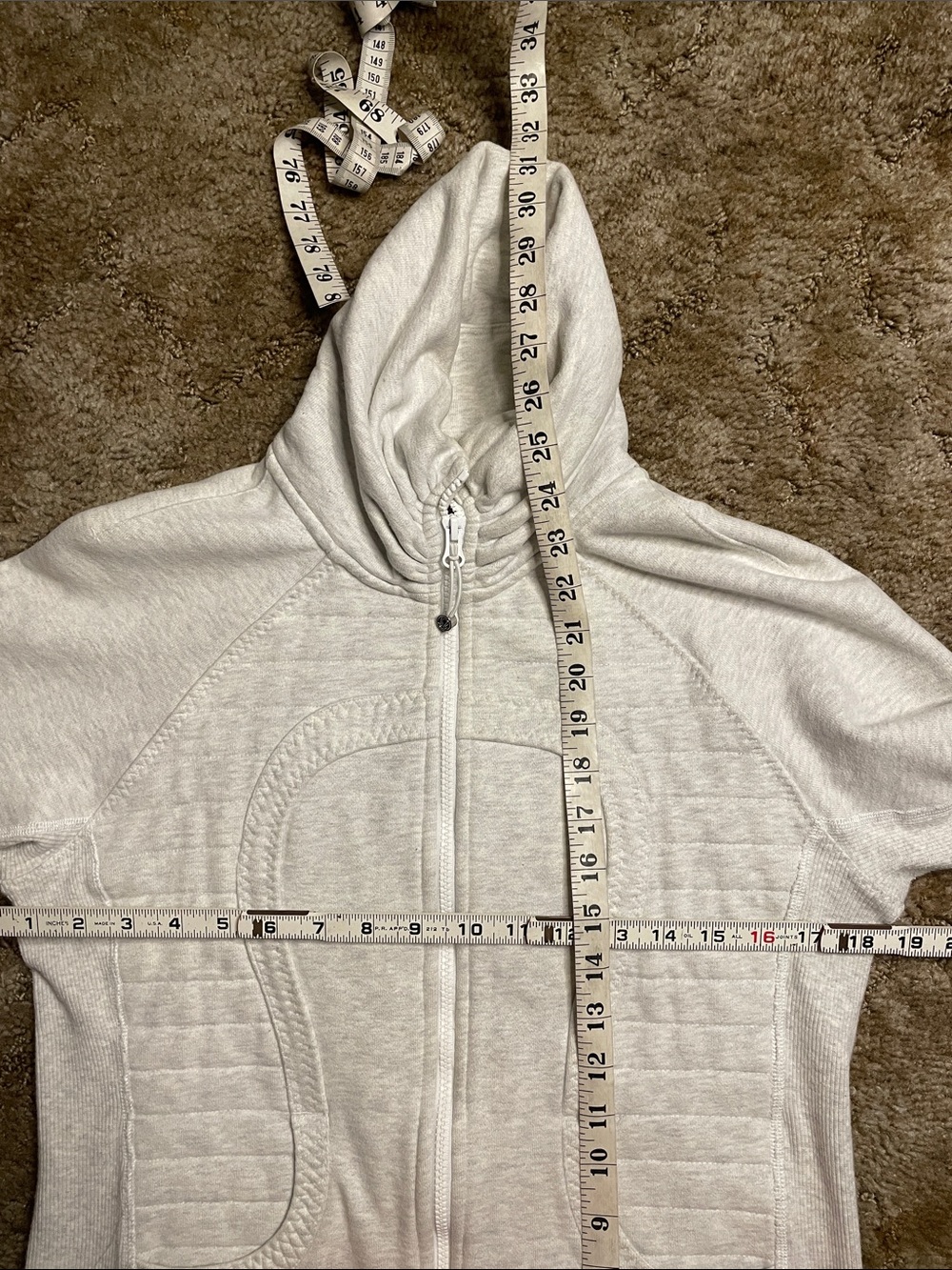 Lululemon Scuba Full Zip Hoodie Sweatshirt Heathered Light Gray Jacket Size 8 - Picture 8 of 8